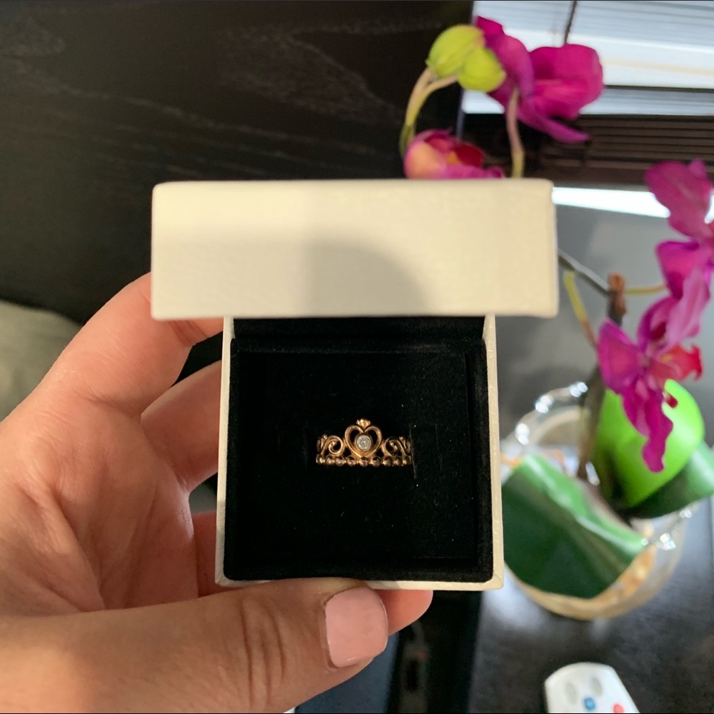 Pandora princess ring rose gold size 5.5